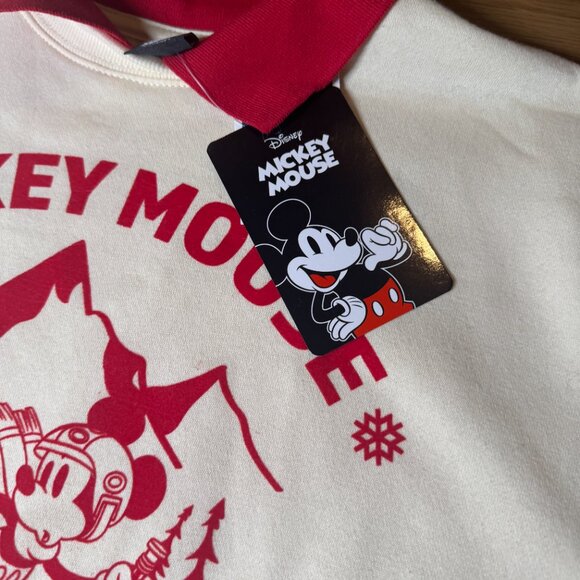 MICKEY MOUSE snow boy Collared Crewneck Pullover Sweatshirt‎ Size M NWT - Picture 11 of 11
